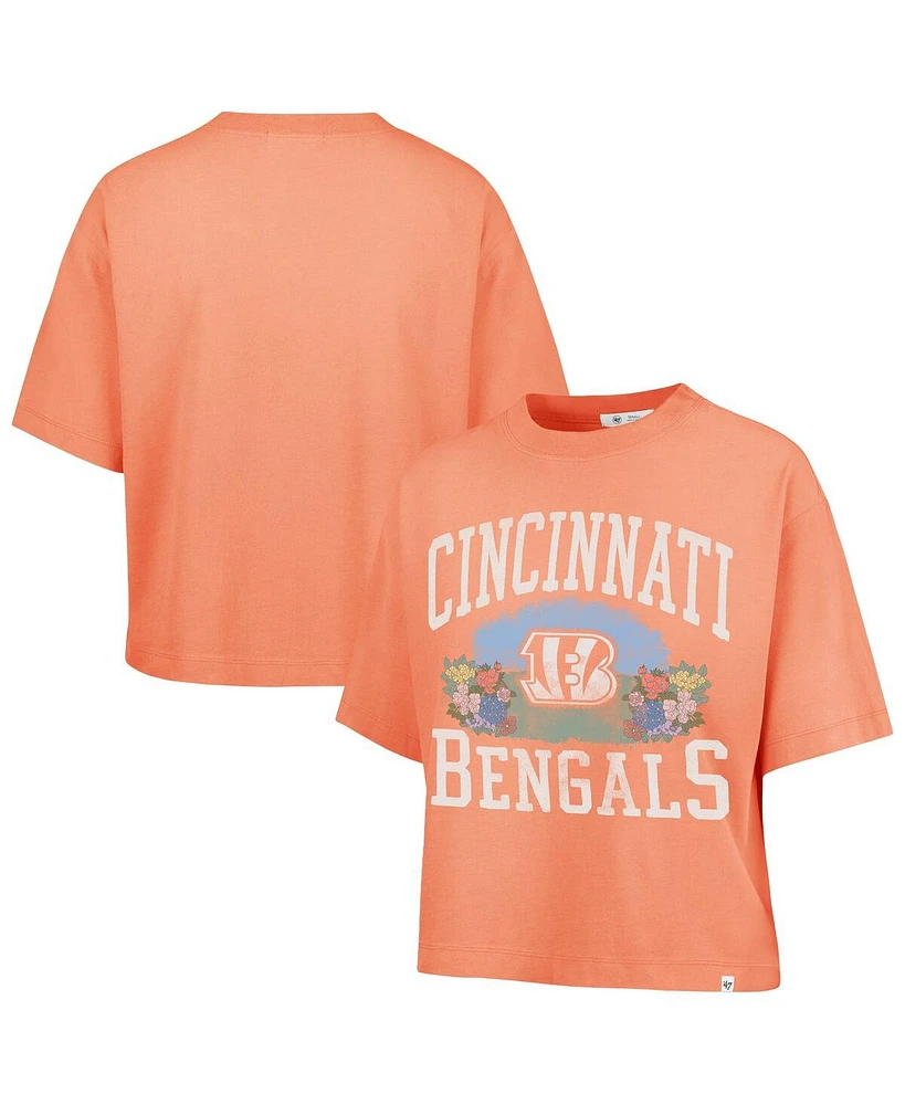 '47 Brand Women's Orange Cincinnati Bengals Florentina Montauk Cropped T-Shirt