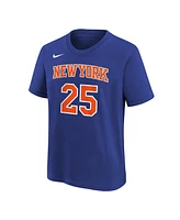Nike Big Boys and Girls Mikal Bridges Blue New York Knicks Icon Name Number T-Shirt