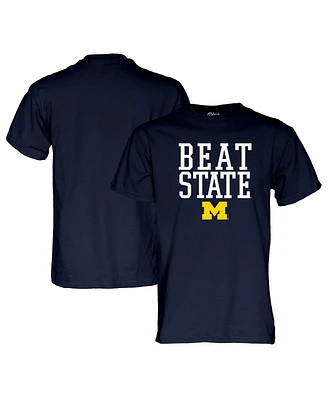 Blue 84 Men's and Women's Navy Michigan Wolverines Beat State Rally Call T-Shirt