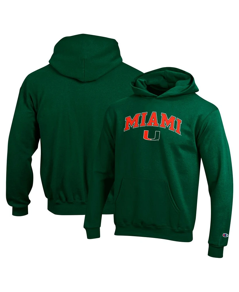 Champion Big Boys and Girls Green Miami Hurricanes Campus Pullover Hoodie