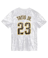 Outerstuff Juniors Fernando Tatis Jr. White San Diego Padres Name Number Sequin V-Neck Top