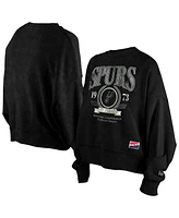 New Era Women's Black San Antonio Spurs Hardwood Classics Enzyme Wash Oversized Boxy Pullover Sweatshirt
