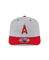 New Era Men's Gray/Red Los Angeles Angels 2025 Batting Practice 9SEVENTY Stretch-Snap Trucker Hat