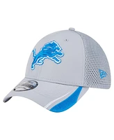 New Era Men's Gray Detroit Lions Game Day Linear 39THIRTY Flex Hat