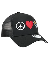 New Era Women's Black Jacksonville Jaguars Peace Love Trucker 9FORTY Adjustable Hat