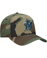 New Era Men's Camo Miami Marlins Woodland Team Pop 9FORTY A-Frame Adjustable Hat