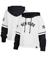'47 Brand Women's White New York Yankees Trifecta Shortstop Cropped Pullover Hoodie