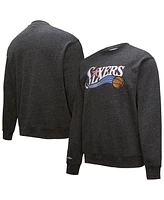 Mitchell & Ness Men's Black Philadelphia 76ers Hardwood Classics Blackout Collection Snow Washed Pullover Sweatshirt
