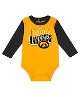 Outerstuff Baby Boys and Girls Black Iowa Hawkeyes Double Up Long Sleeve Bodysuit Pant