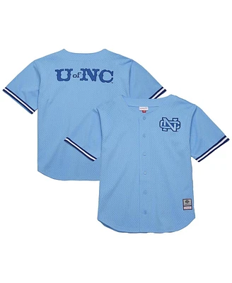 Mitchell & Ness Men's Carolina Blue North Tar Heels Game Time Vintage Mesh Button Front Jersey