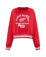 Pro Standard Women's Red Detroit Wings Area Code Cropped Pullover Sweatshirt