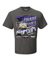 Hendrick Motorsports Team Collection Men's Checkered Flag Sports Charcoal Chase Elliot 2025 Cook Out Clash at Bowman Gray Race Winner T-Shirt