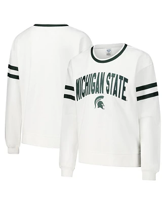 Concepts Sport Women's White Michigan State Spartans Borough French Terry Arch Over Long Sleeve T-Shirt