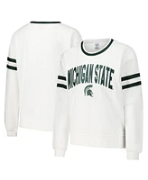 Concepts Sport Women's White Michigan State Spartans Borough French Terry Arch Over Long Sleeve T-Shirt