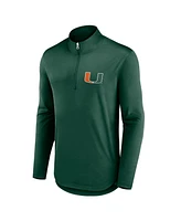 Fanatics Men's Green Miami Hurricanes Quarterback Mock Neck Quarter-Zip Top
