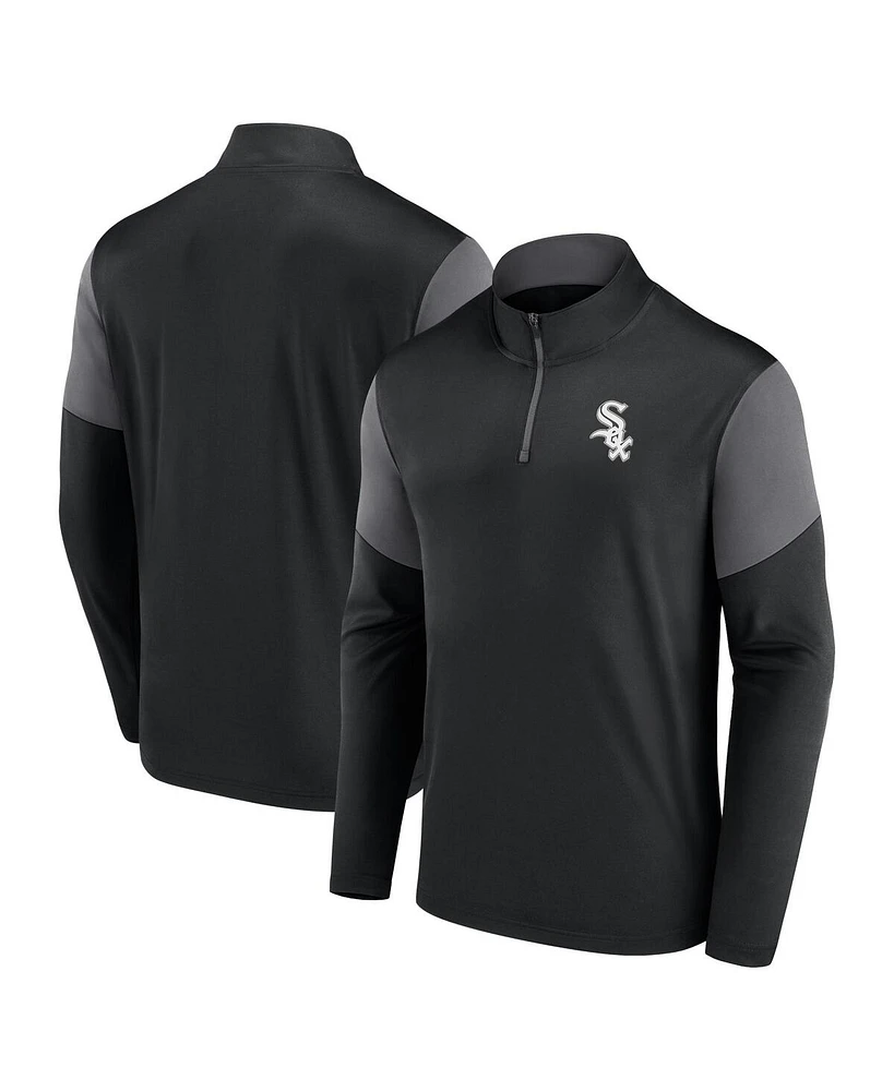 Fanatics Men's Black Chicago White Sox Logo Quarter-Zip Top