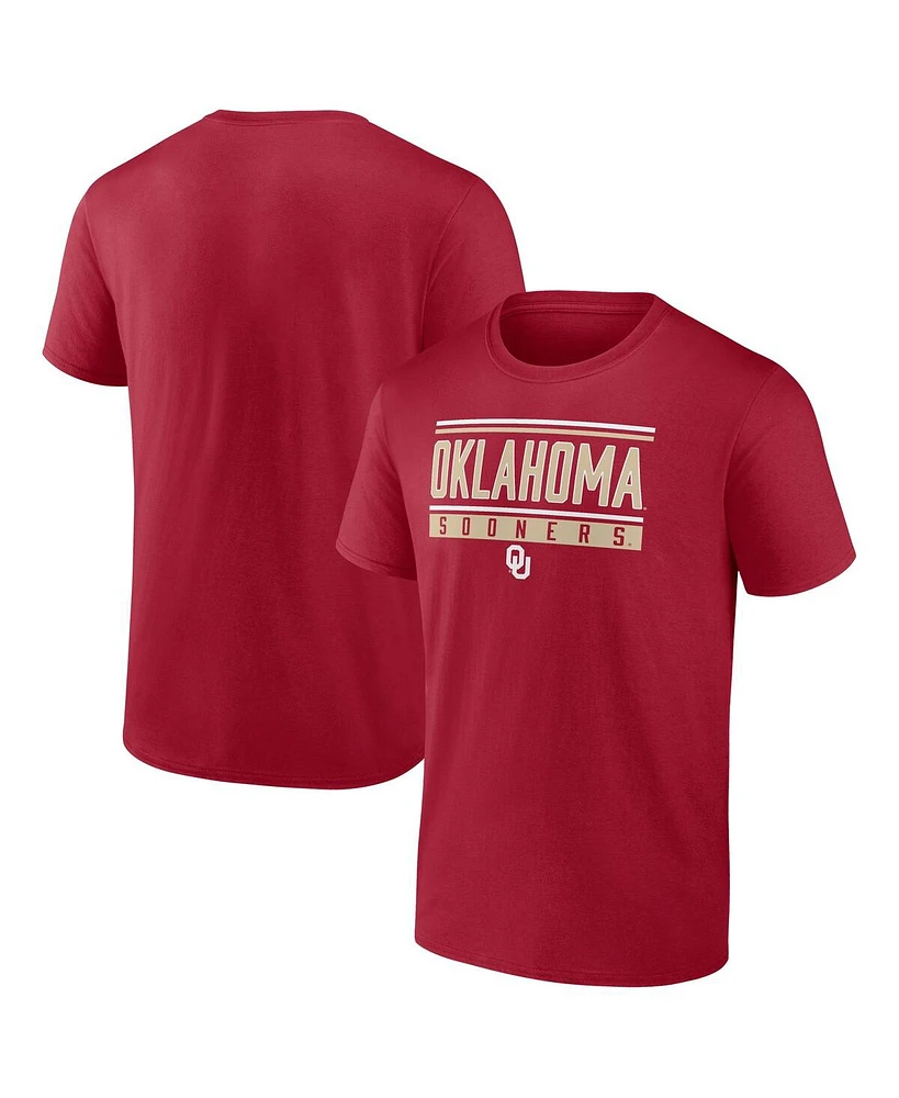 Fanatics Men's Crimson Oklahoma Sooners Fundamentals Stripe and Block T-Shirt