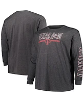 Profile Men's Heather Charcoal Texas A&M Aggies Big Tall Two-Hit Graphic Long Sleeve T-Shirt