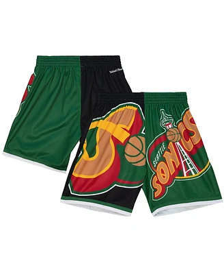 Mitchell & Ness Men's Black Seattle Supersonics Big Face 5.0 Fashion Shorts