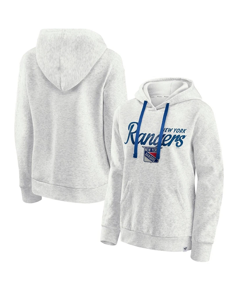 Fanatics Women's Oatmeal New York Rangers True Classics Quilted Pullover Hoodie