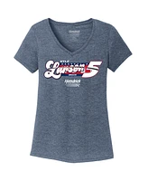Hendrick Motorsports Team Collection Women's Heather Navy Kyle Larson Tri-Blend V-Neck T-Shirt