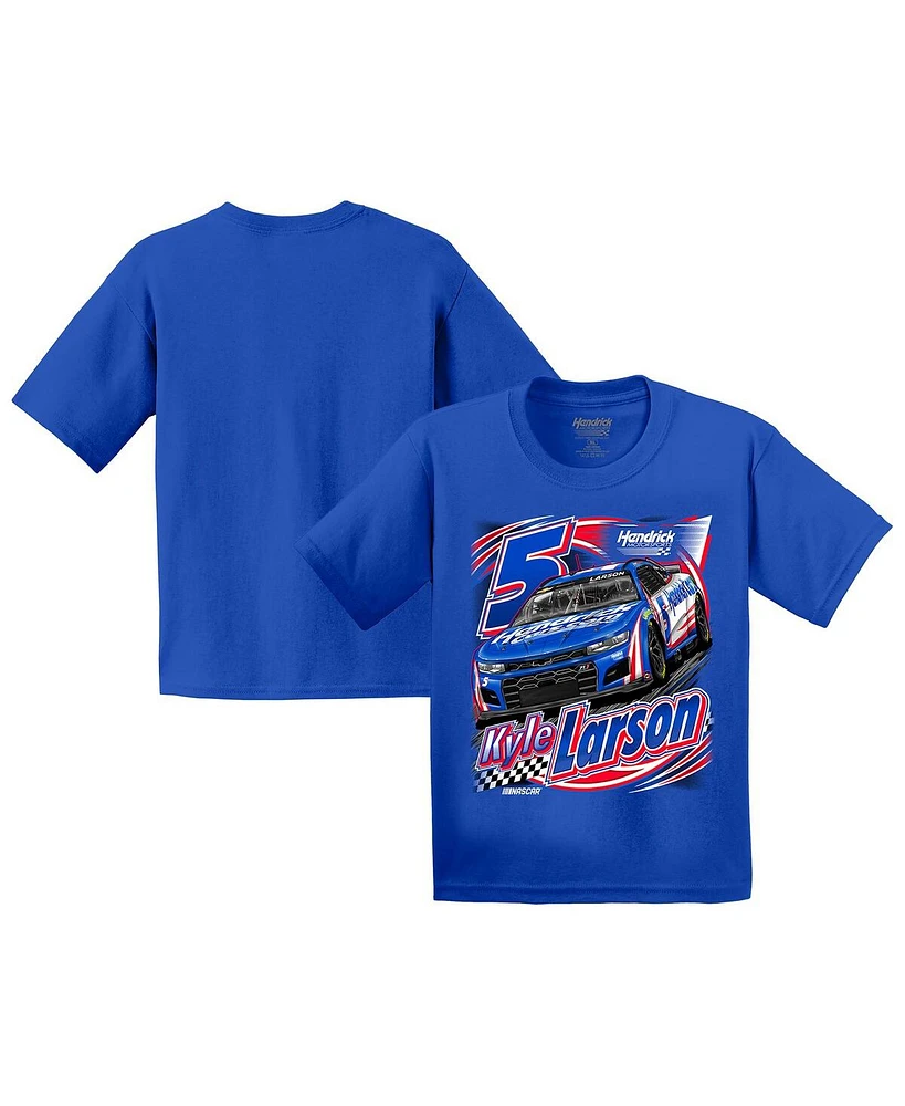 Hendrick Motorsports Team Collection Big Boys and Girls Royal Kyle Larson T-Shirt