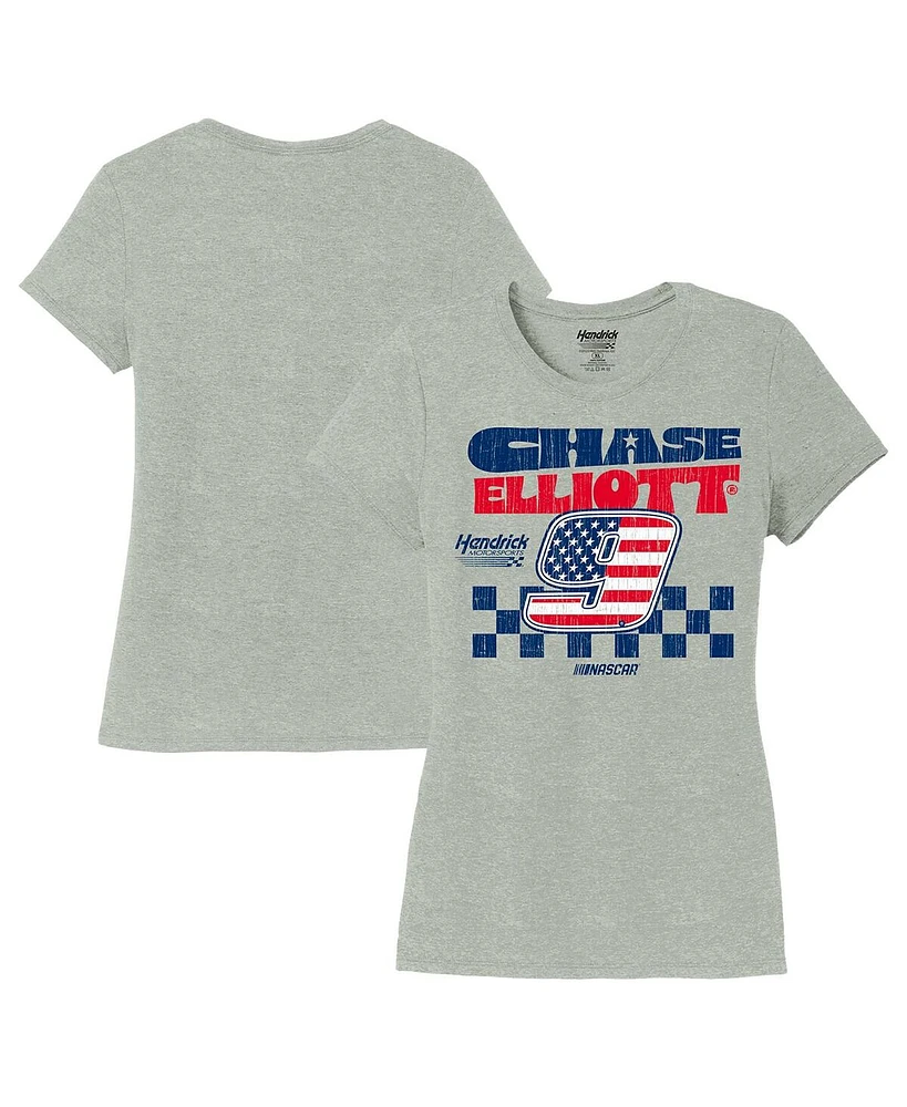 Hendrick Motorsports Team Collection Women's Heather Gray Chase Elliott Name Number Scoop Neck T-Shirt