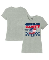 Hendrick Motorsports Team Collection Women's Heather Gray Chase Elliott Name Number Scoop Neck T-Shirt
