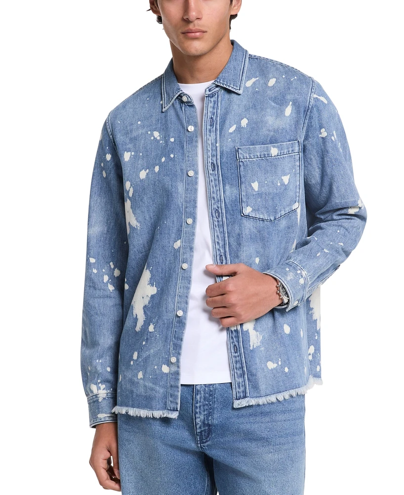 Michael Kors Men's Long Sleeve Paint Splatter Button-Front Overshirt