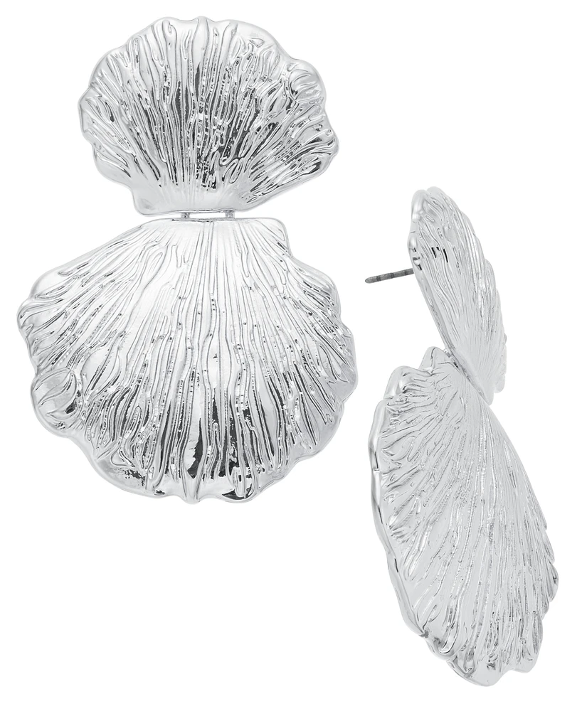 I.n.c. International Concepts Silver-Tone Double Shell Drop Earrings, Exclusively at Macy's