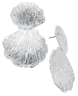 I.n.c. International Concepts Silver-Tone Double Shell Drop Earrings, Exclusively at Macy's