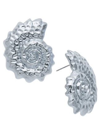 I.n.c. International Concepts Rhodium-Plated Textured Shell Statement Stud Earrings, Exclusively at Macy's