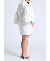 Eloquii Plus Poplin Ruffle Sleeve Dress