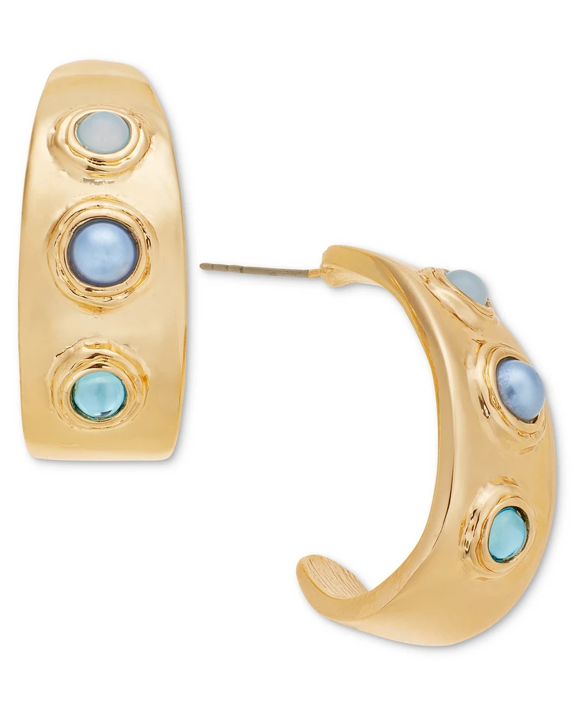 I.n.c. International Concepts Gold-Tone Stone & Imitation Pearl J-Hoop Earrings, Exclusively at Macy's