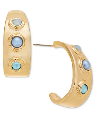 I.n.c. International Concepts Gold-Tone Stone & Imitation Pearl J-Hoop Earrings, Exclusively at Macy's