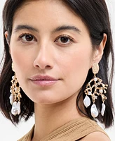 I.n.c. International Concepts Gold-Tone Crystal & Imitation Pearl Reef Statement Earrings, Exclusively at Macy's