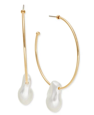 I.n.c. International Concepts Gold-Tone Baroque Imitation Pearl Charm C-Hoop Earrings, Exclusively at Macy's