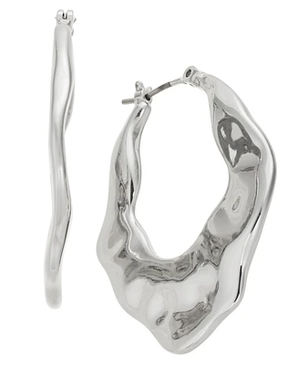 On 34th Hammered Elongated Silver-Tone Hoop Earrings, Exclusively at Macy's