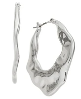 On 34th Hammered Elongated Silver-Tone Hoop Earrings, Exclusively at Macy's
