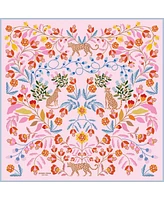 Jessie Zhao New York Double Sided Wool Silk Scarf Of Pink Blossom Jungle