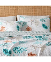 Linery & Co. Seashells & Stripes Microfiber Quilt Set With Shams