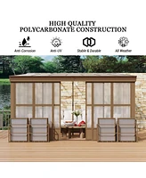 Mondawe 12x14FT Wall Mounted Solarium with Sloping Polycarbonate Roof