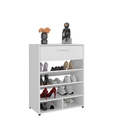 Kearns Shoe Rack, 1 Door, 4 Legs, 5 Shelves, White