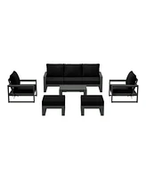 8-Piece Modern Hdpe Outdoor Patio Furniture Conversation Set with Coffee Table and Ottomans