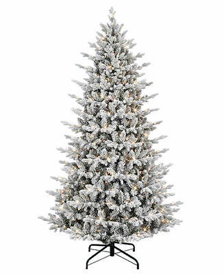 Puleo Pre-Lit Flocked Artificial Tree 7.5 ft