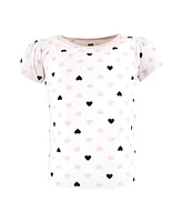 Hudson Baby Girls Short Sleeve T-Shirts Daddy Pink Navy, 18-24 Months