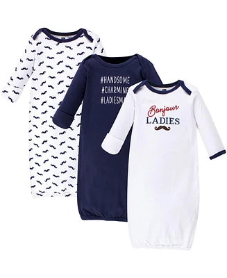 Hudson Baby Baby Boys Hudson Cotton Gowns, Bonjour, Preemie-Newborn