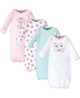 Hudson Baby Baby Girls Hudson Cotton Gowns, Pink Happy Camper, Preemie/Newborn