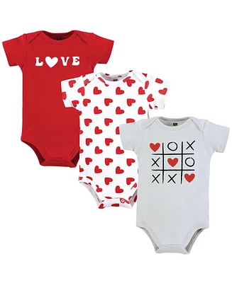 Hudson Baby Girls Cotton Bodysuits, Love Hearts, Preemie