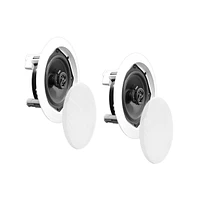 Pyle PDIC61RD 6.5" In-Wall/In-Ceiling 2-Way Stereo Speakers - Flush Mount, White, Pair